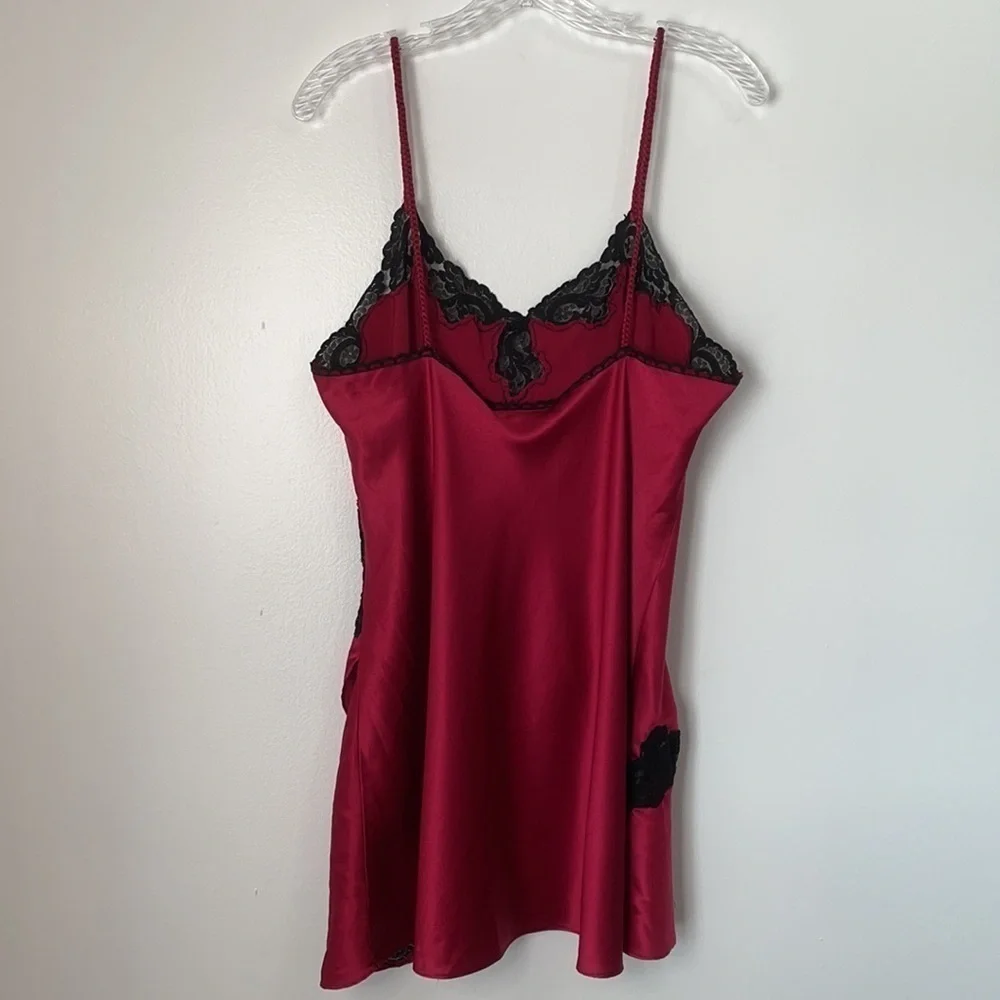 Victoria’s Secret Vintage Gold Label Red Black Satin Slip Dress